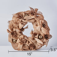Handcrafted Wreath with Pinecones and Burlap