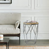 "Pentagono Lato" Reclaimed Elm Wood Side/End Table