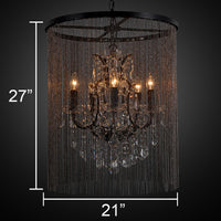 "Cascata I" 5-Bulb Candle-Style Chandelier with Crystals