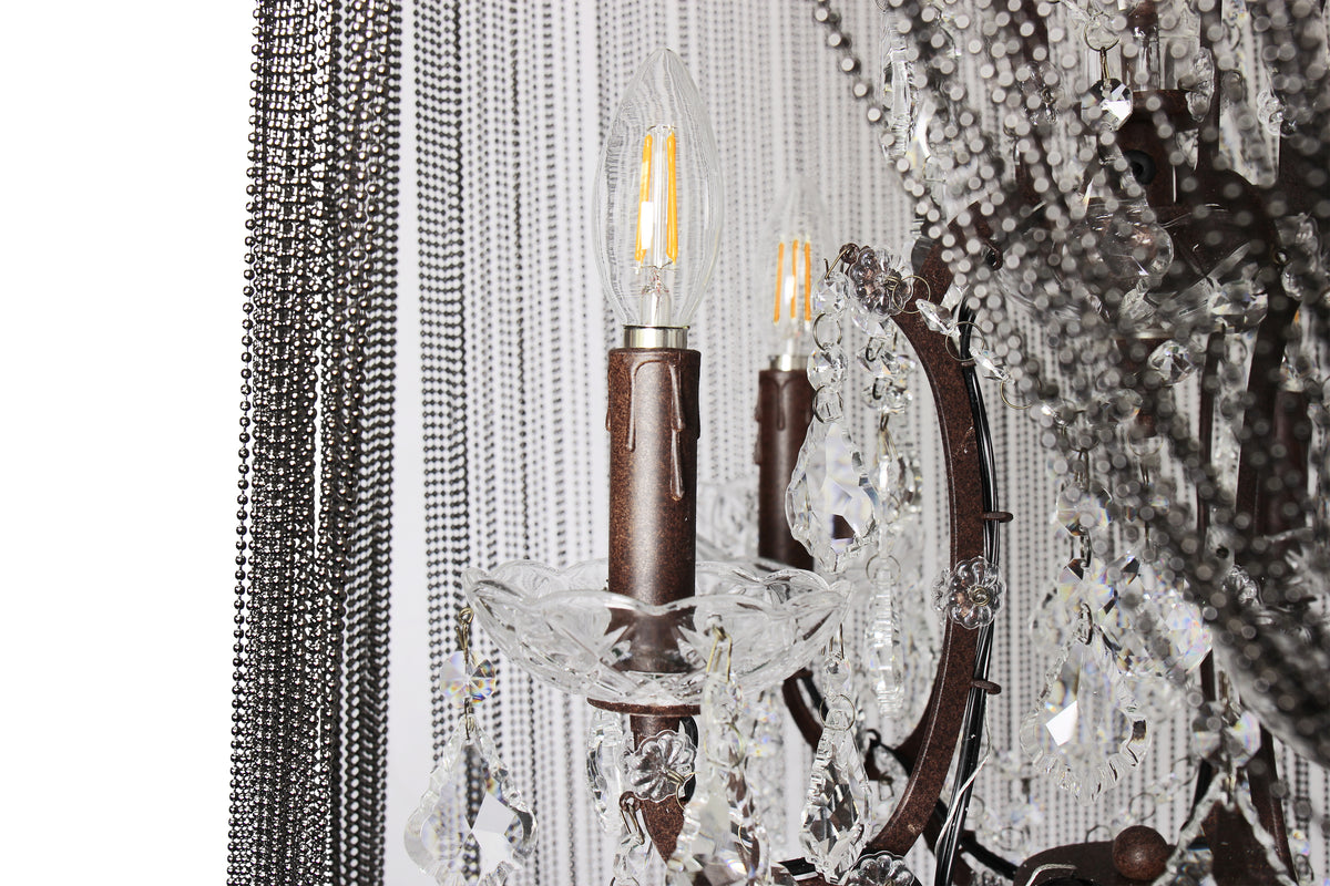 "Cascata I" 5-Bulb Candle-Style Chandelier with Crystals