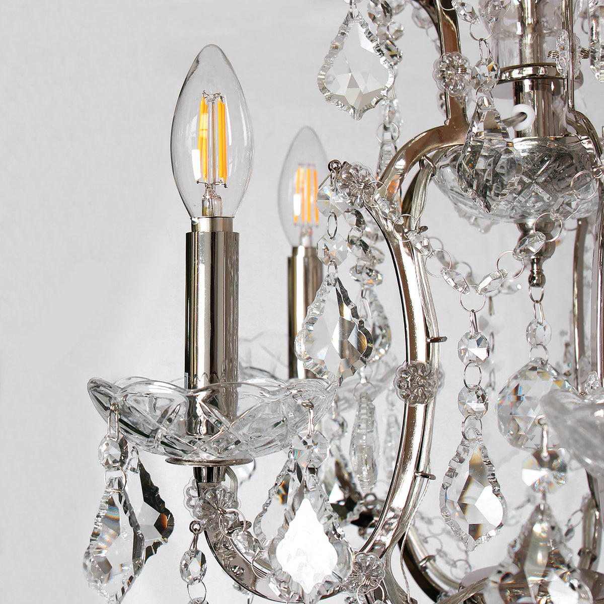 "Cascata I" 5-Bulb Candle-Style Chandelier with Crystals