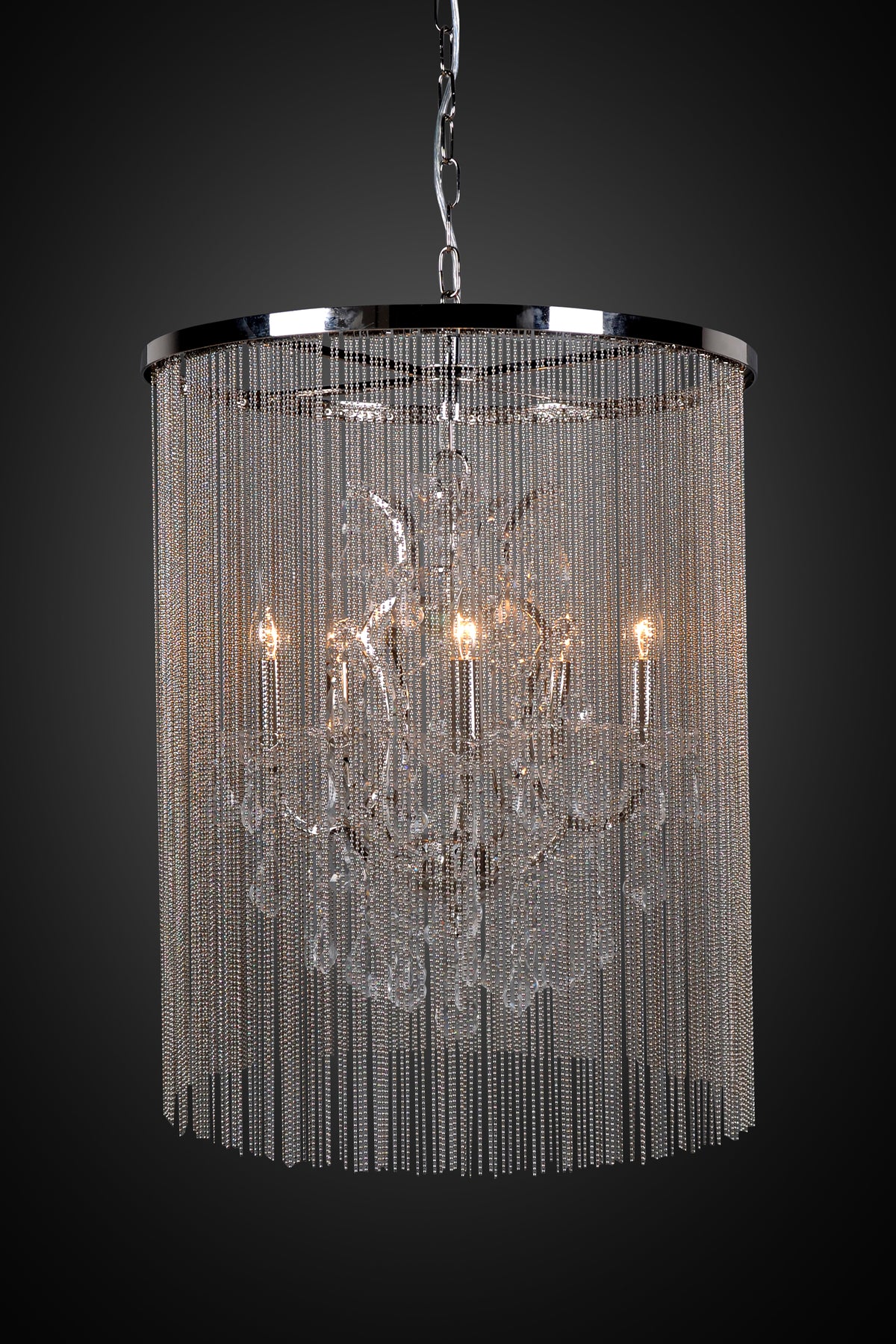 "Cascata I" 5-Bulb Candle-Style Chandelier with Crystals