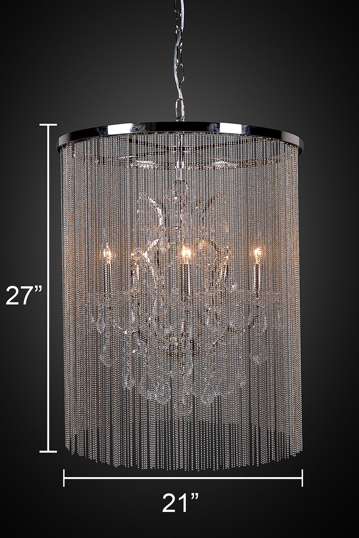 "Cascata I" 5-Bulb Candle-Style Chandelier with Crystals