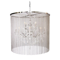 "Cascata II" 12-Bulb, 2-Tier, Candle-Style Chandelier with Crystals