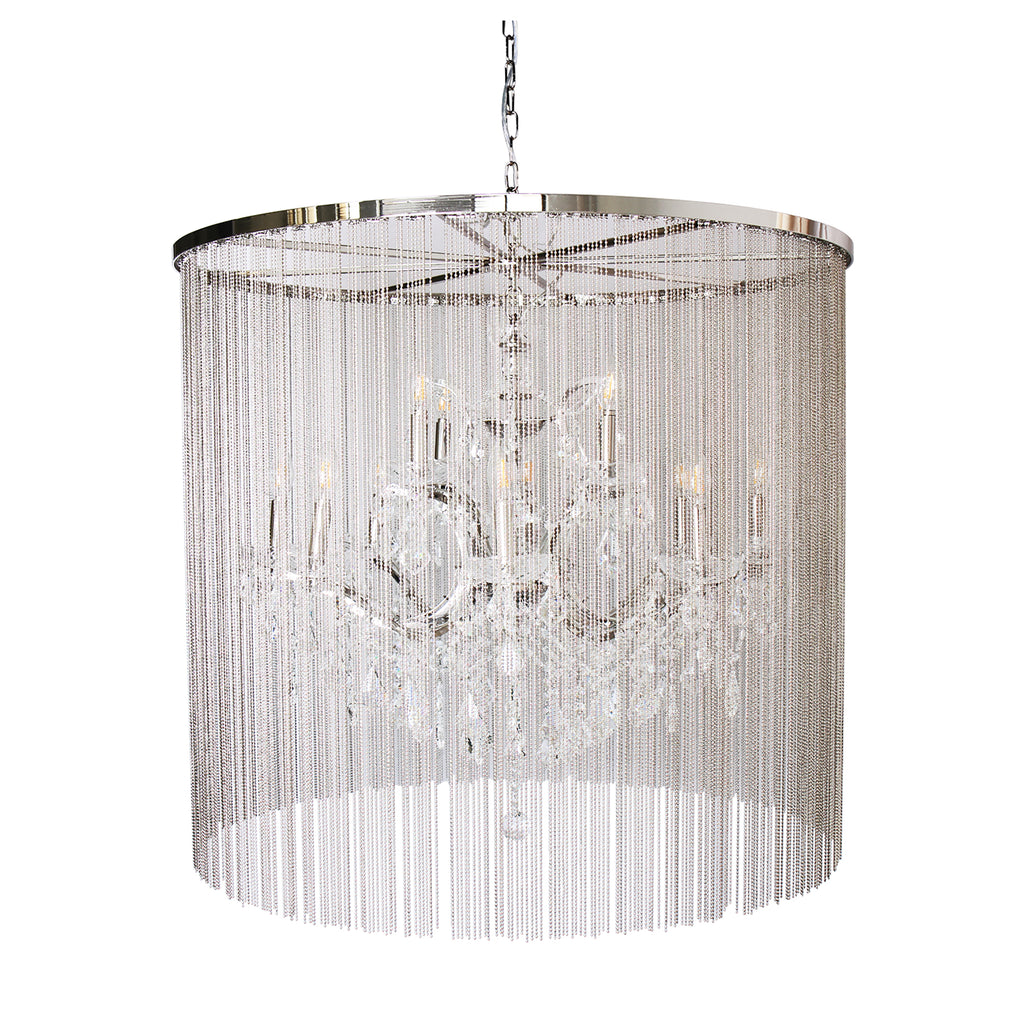 "Cascata II" 12-Bulb, 2-Tier, Candle-Style Chandelier with Crystals