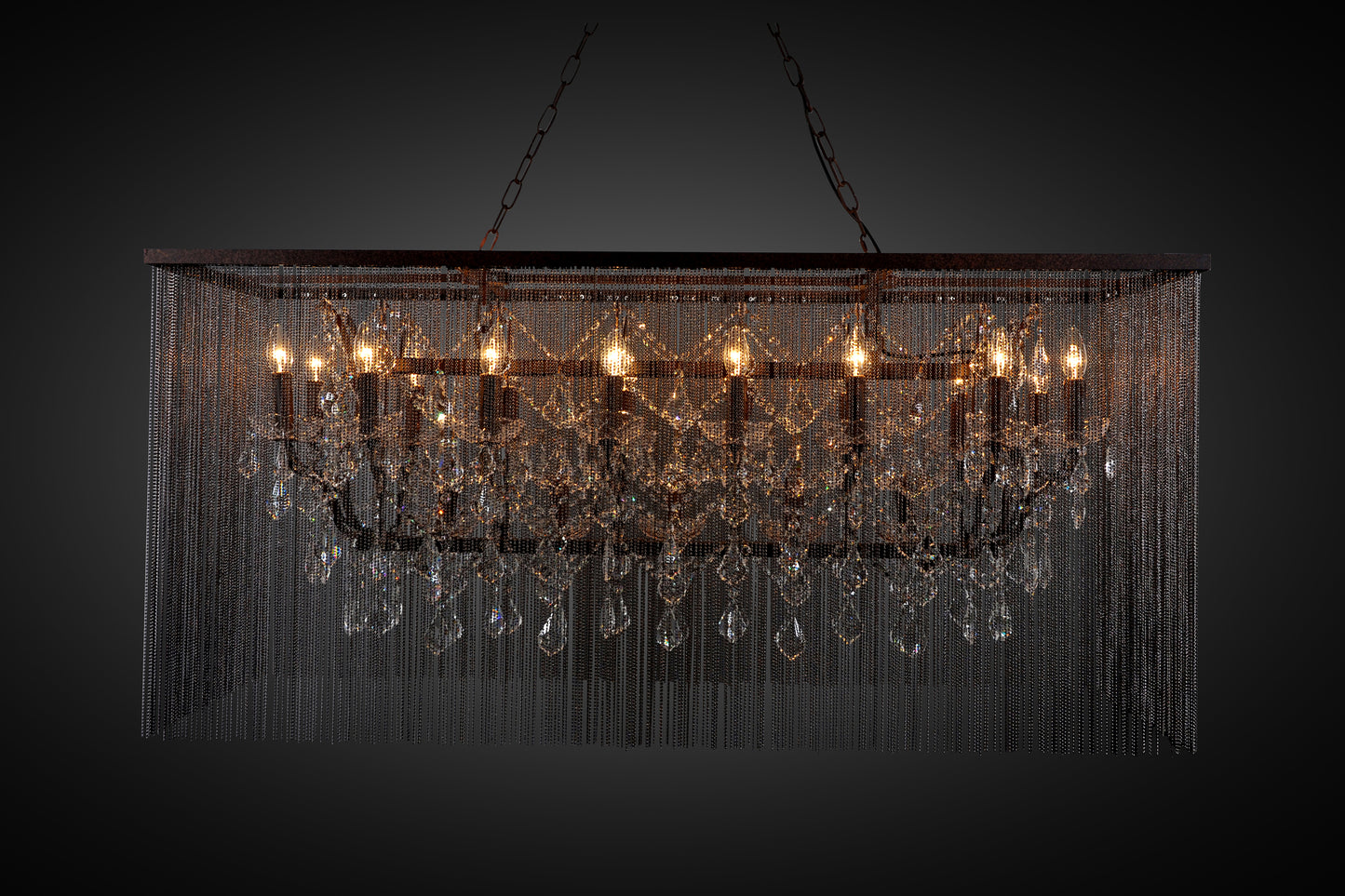 "Cascata III" 21-Bulb Candle-Style Chandelier with Crystals