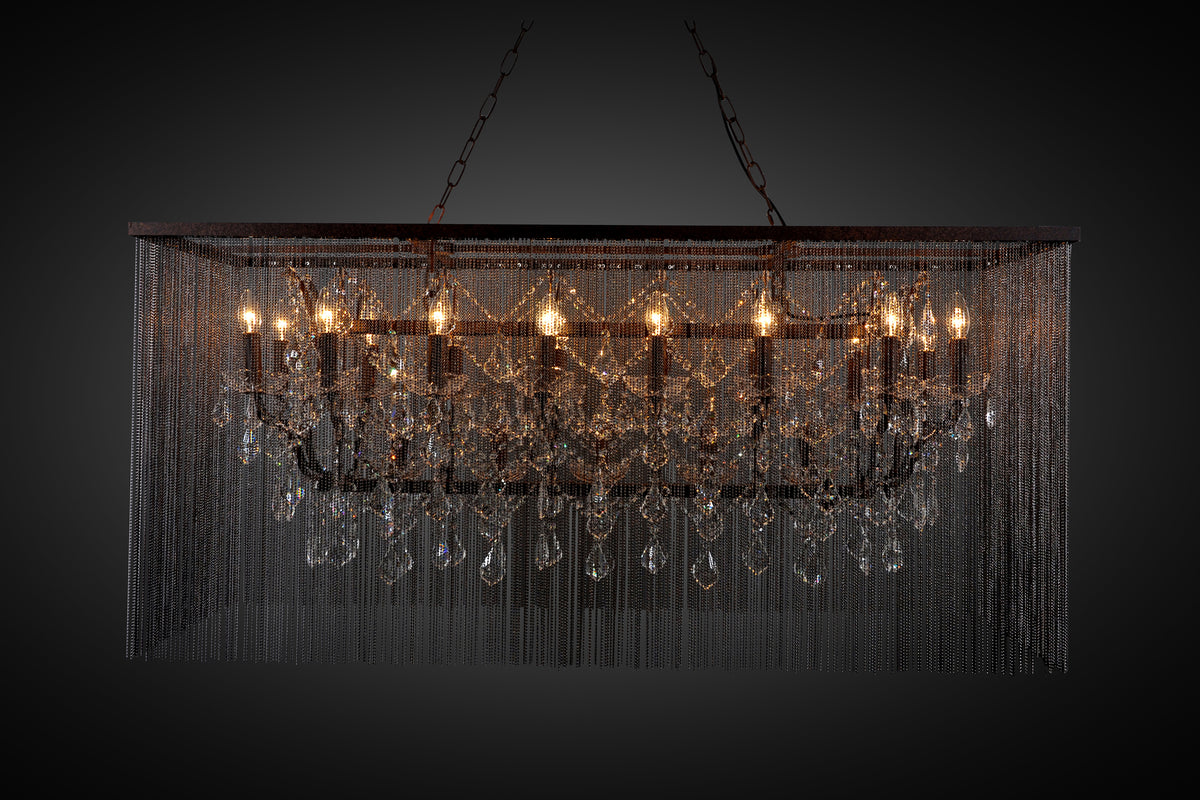 "Cascata III" 21-Bulb Candle-Style Chandelier with Crystals