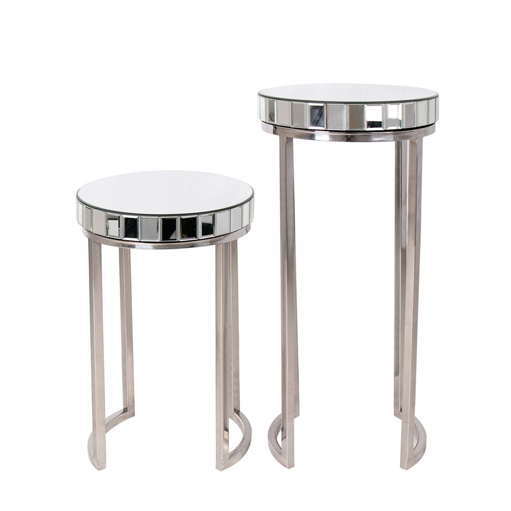 "Argento" Mirrored Round Side/End Tables (Set of 2)