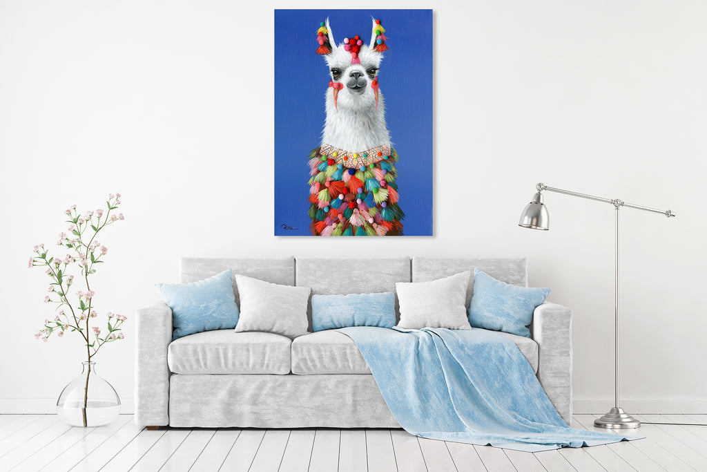 "PomPom Llama" Oil Painting