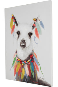 "Feathered Llama" Oil Painting