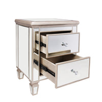 "Argento" Mirrored 2-Drawer Bedside Nightstand