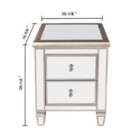 "Argento" Mirrored 2-Drawer Bedside Nightstand