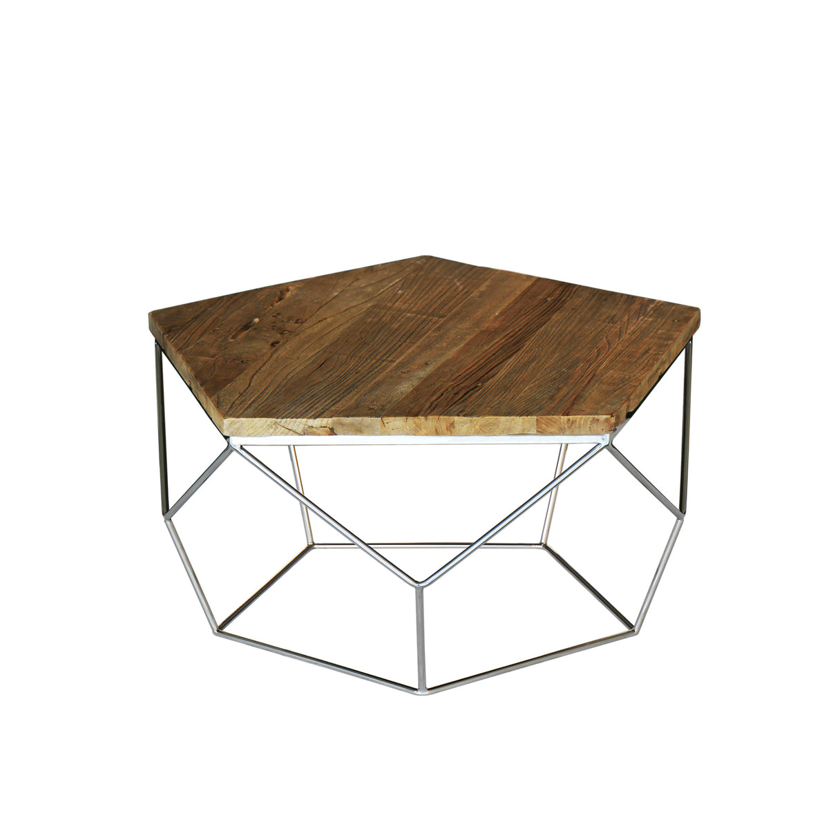 "Pentagono" Reclaimed Elm Wood Coffee Table