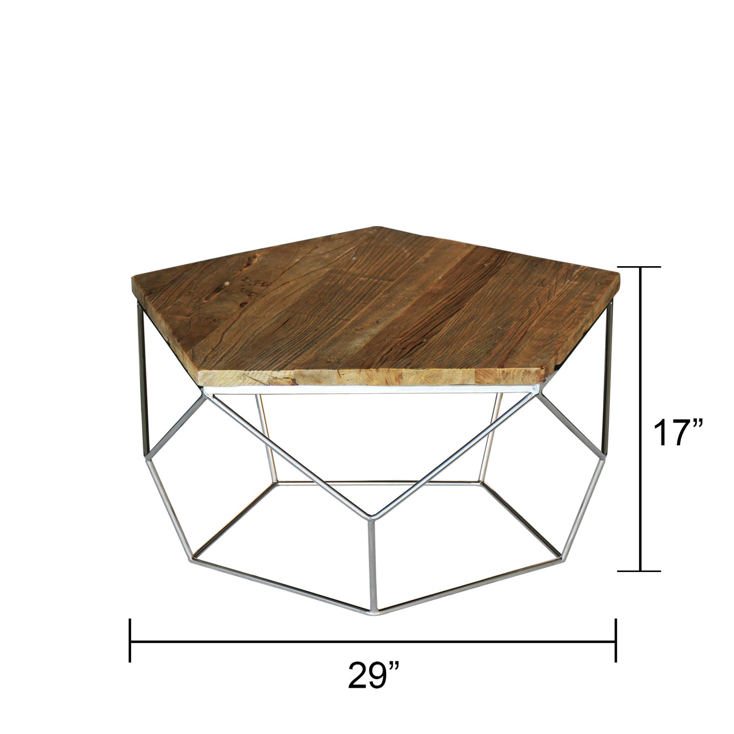 "Pentagono" Reclaimed Elm Wood Coffee Table
