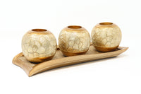 "Lieve" Polyresin 3 Piece Candle/Tealight Holders with Tray