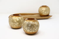 "Lieve" Polyresin 3 Piece Candle/Tealight Holders with Tray
