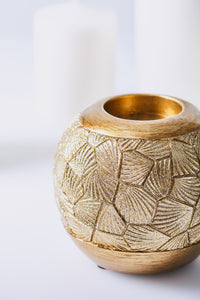 "Lieve" Polyresin 3 Piece Candle/Tealight Holders with Tray