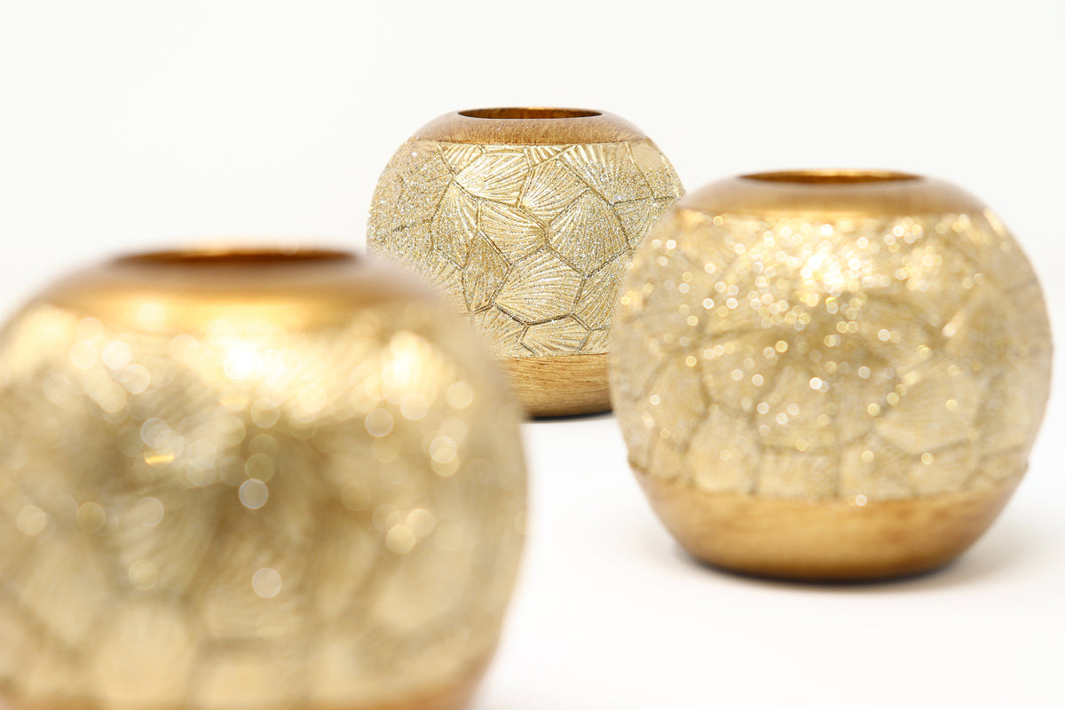 "Lieve" Polyresin 3 Piece Candle/Tealight Holders with Tray