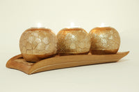 "Lieve" Polyresin 3 Piece Candle/Tealight Holders with Tray