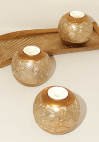 "Lieve" Polyresin 3 Piece Candle/Tealight Holders with Tray