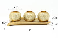 "Lieve" Polyresin 3 Piece Candle/Tealight Holders with Tray