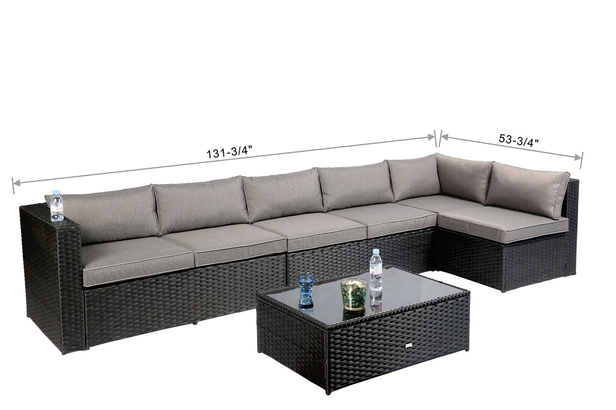 Baner Garden ?????Nat????? PE Wicker Sectional Sofa Patio Set