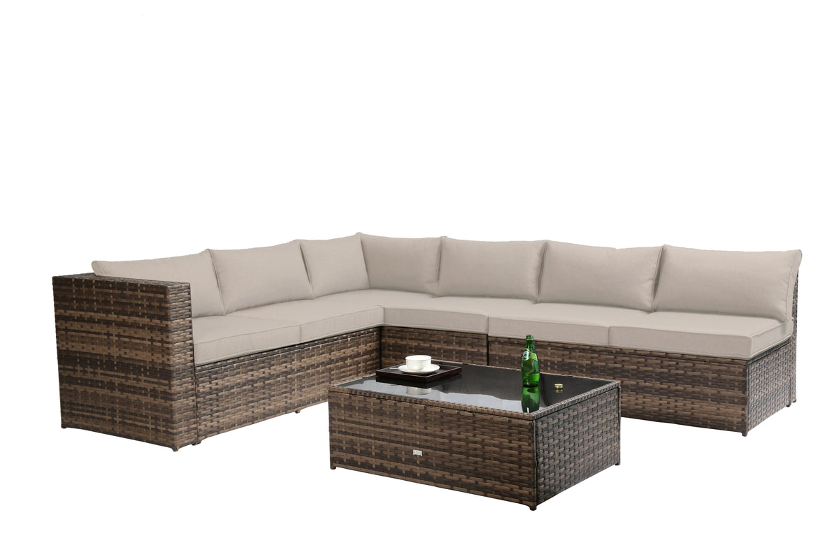 Baner Garden ?????Nat????? PE Wicker Sectional Sofa Patio Set