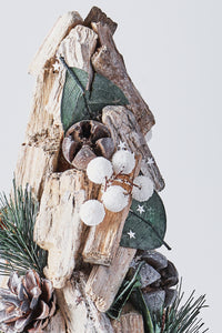 Handcrafted Christmas Tree with Pinecones and Wood Chips