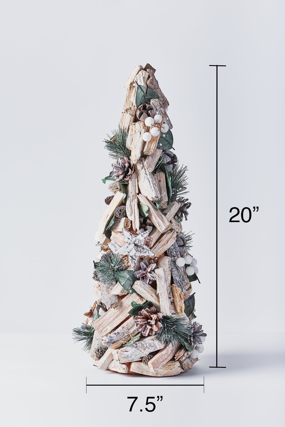 Handcrafted Christmas Tree with Pinecones and Wood Chips