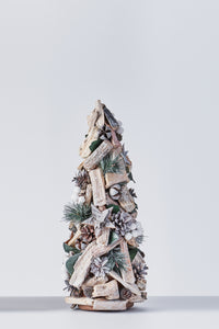 Handcrafted Christmas Tree with Pinecones and Wood Chips