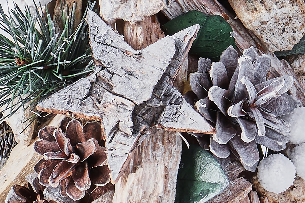 Handcrafted Christmas Tree with Pinecones and Wood Chips