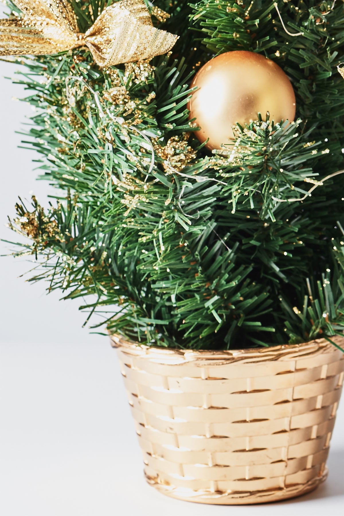 Handcrafted Tabletop Christmas Tree with LED Light and Ornaments