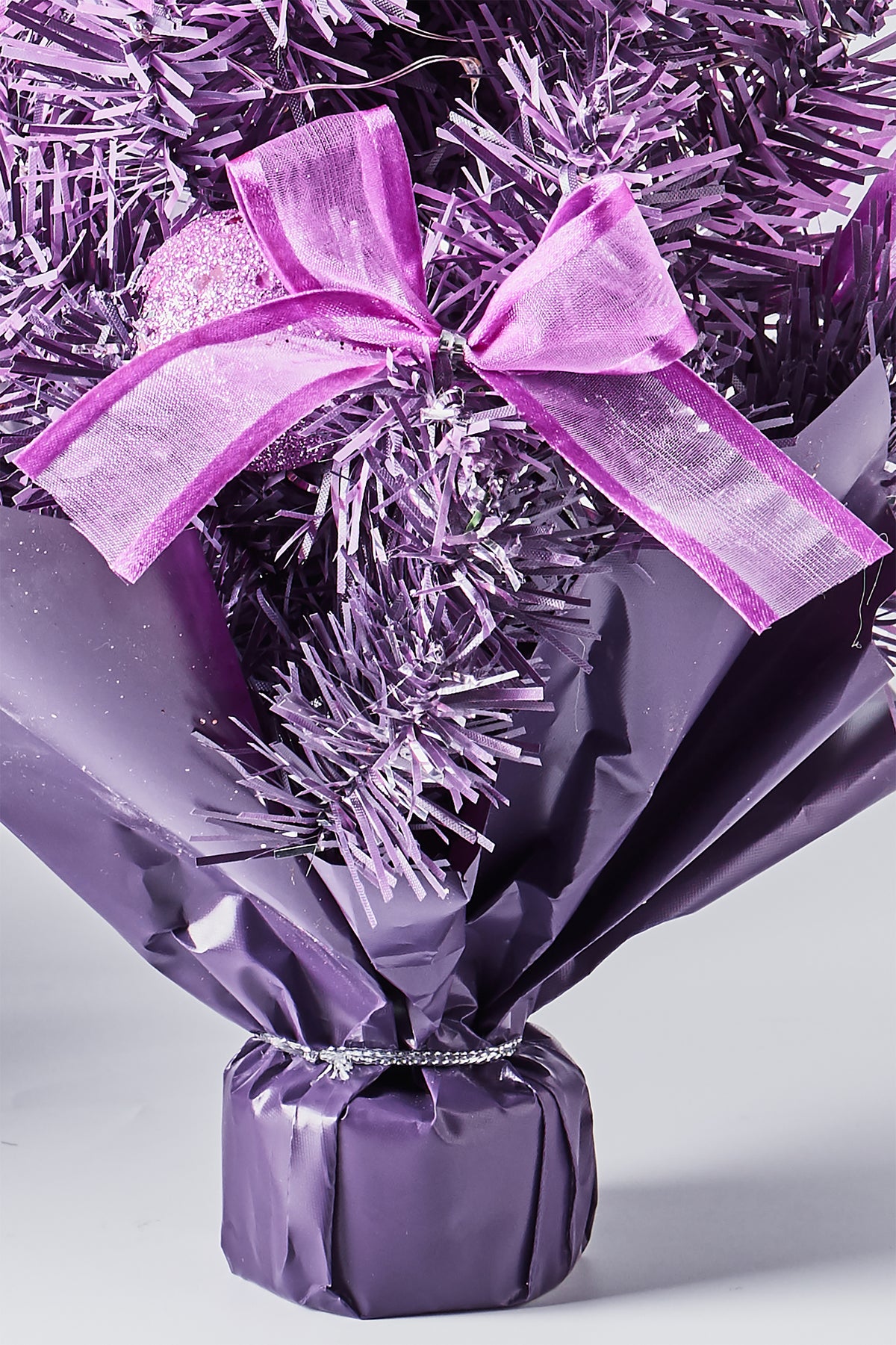 Handcrafted Tabletop Christmas Tree with LED Lights and Ornaments