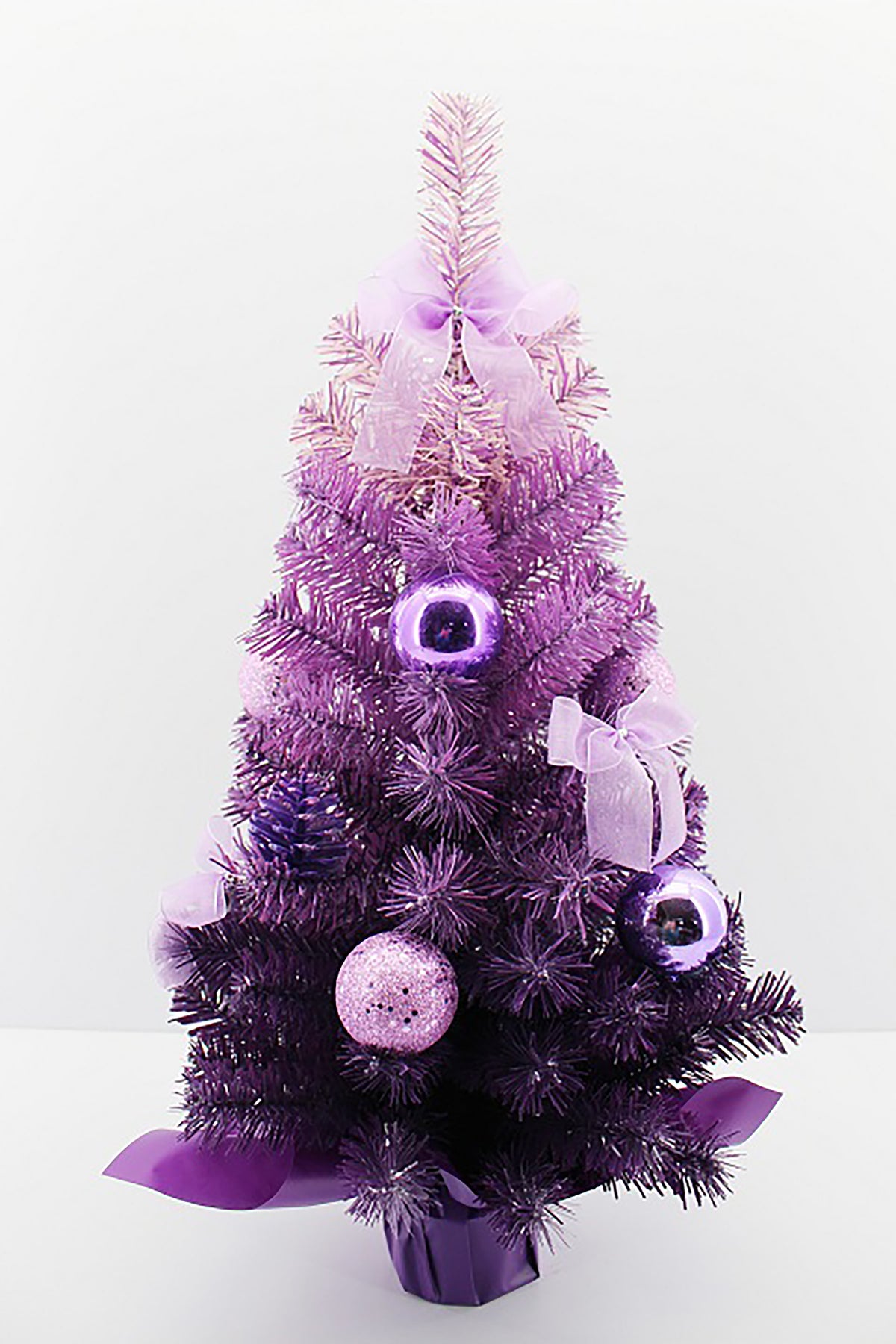 Handcrafted Tabletop Christmas Tree with LED Lights and Ornaments