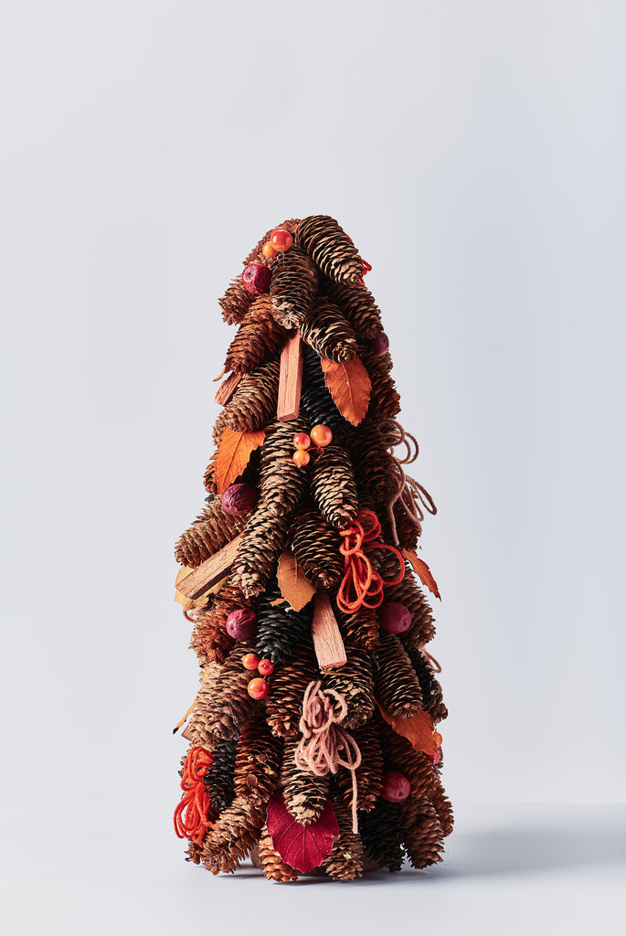 Handcrafted Tree with Pinecones and Wood Chips