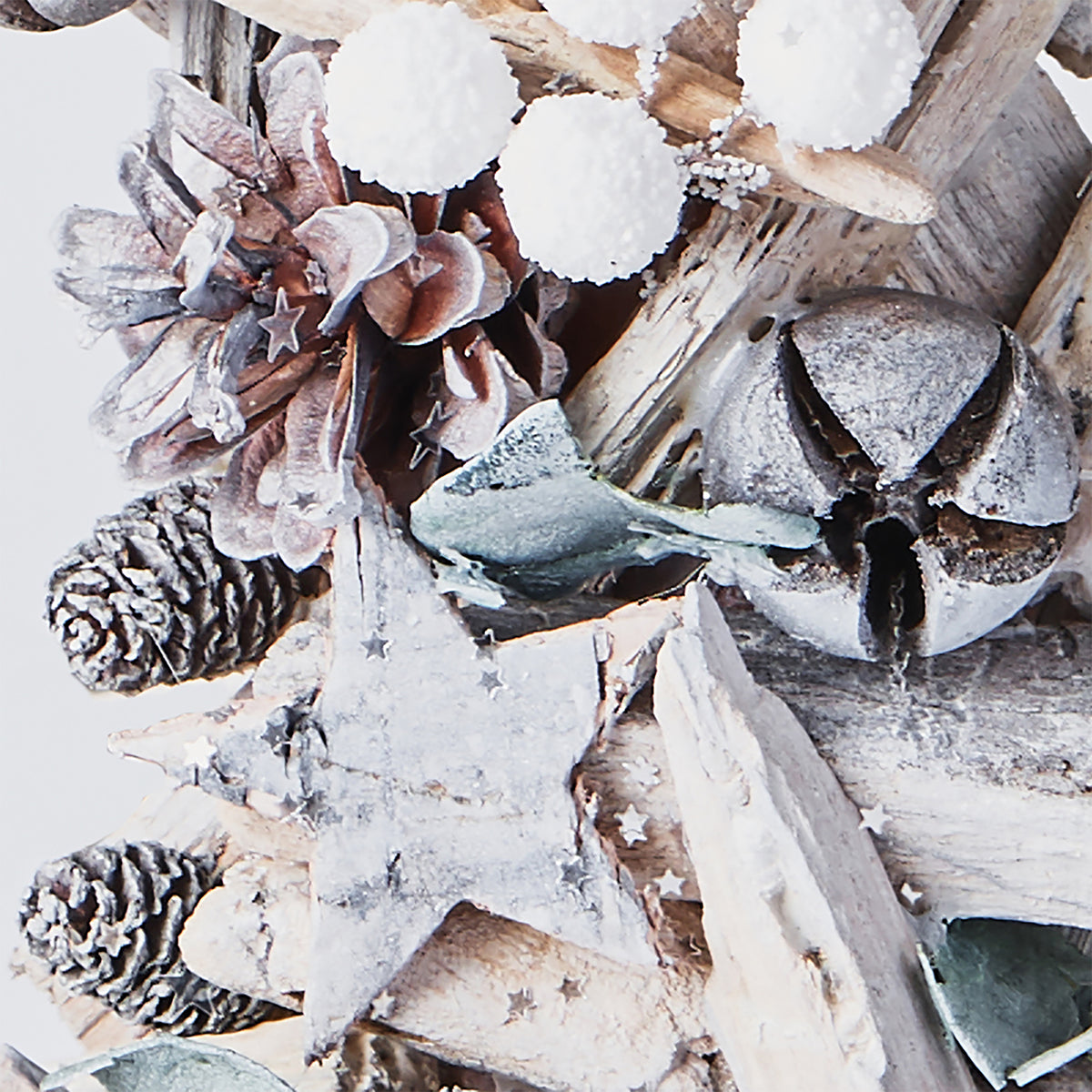 Handcrafted Wreath with Pinecones and Wood Chips