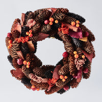 Handcrafted Wreath with Pinecones and Wood Chips