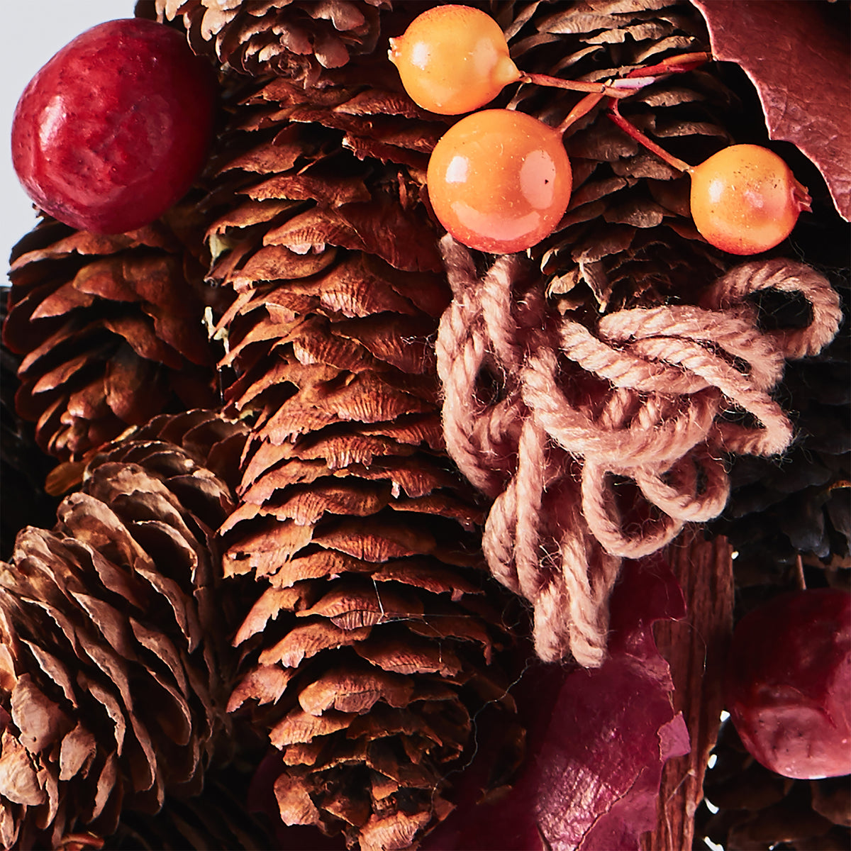 Handcrafted Wreath with Pinecones and Wood Chips