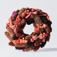 Handcrafted Wreath with Pinecones and Wood Chips