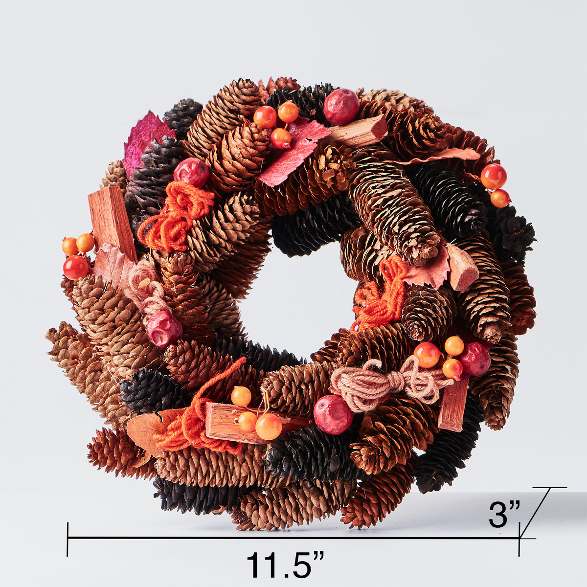 Handcrafted Wreath with Pinecones and Wood Chips